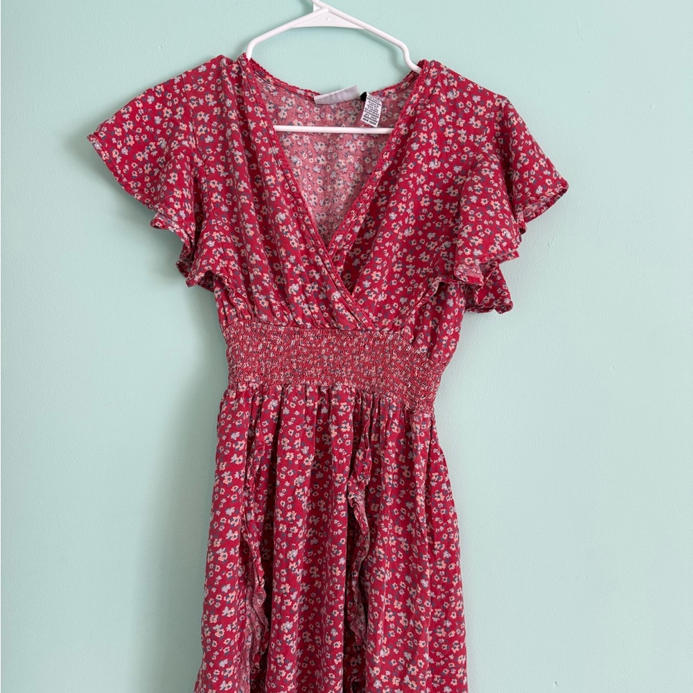 Floral Red Dress